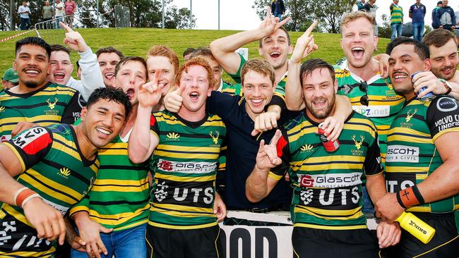 Gordon celebrating their win against Easts.