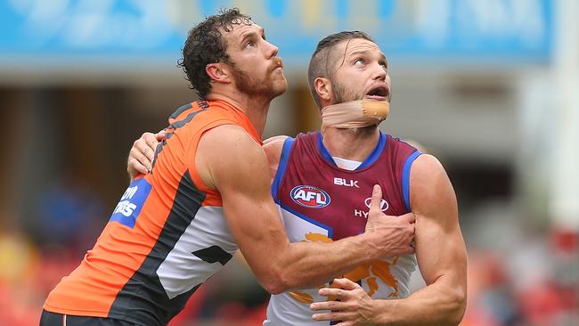 Shane Mumford dominated the ruck contests. Picture: Getty Images