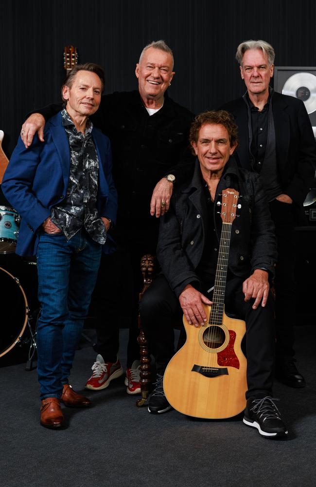 Cold Chisel band members Phil Small, Jimmy Barnes, Ian Moss, and Don Walker. Picture: Justin Lloyd