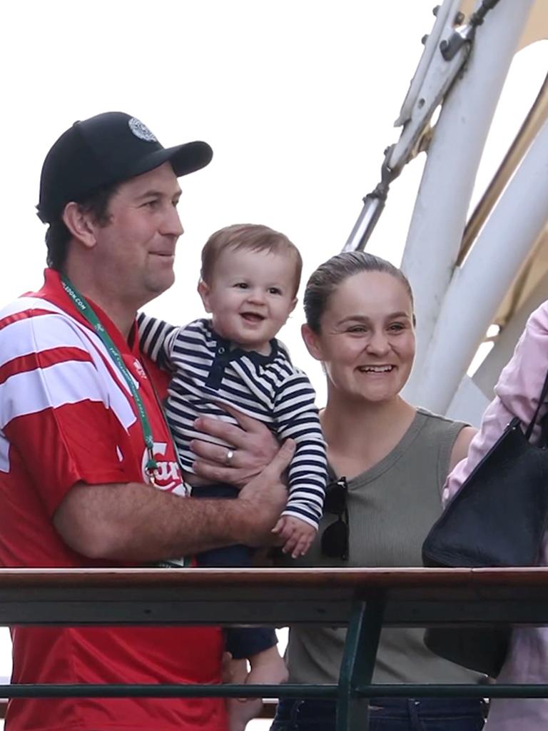 Ash Barty, her husband Garry Kissick and their son Hayden at Wimbledon. Picture Instagram