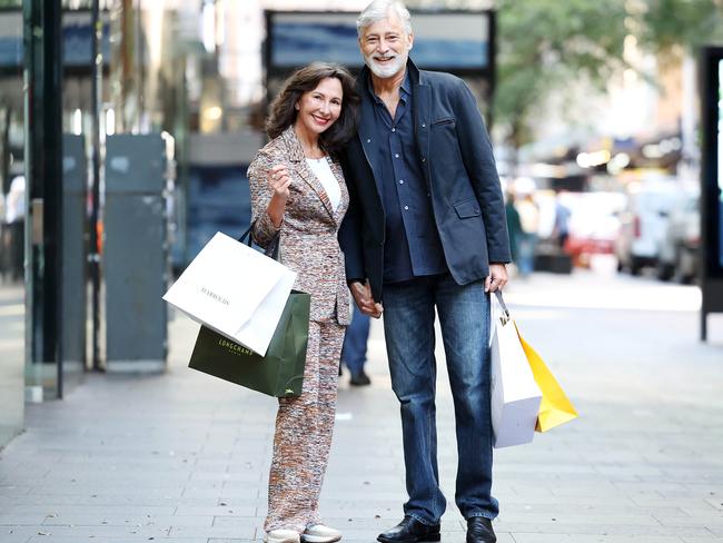 Claudia Hackman and Joseph Solano, both 61 and are signed with Silverfox Management, have different shopping priorities. Picture: Tim Hunter.