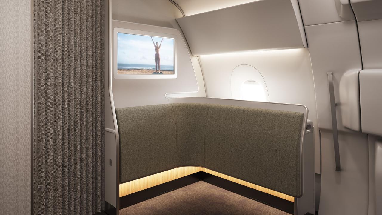 Qantas' planned passenger wellbeing zone on A350-1000s is already winning awards. Picture: Qantas.