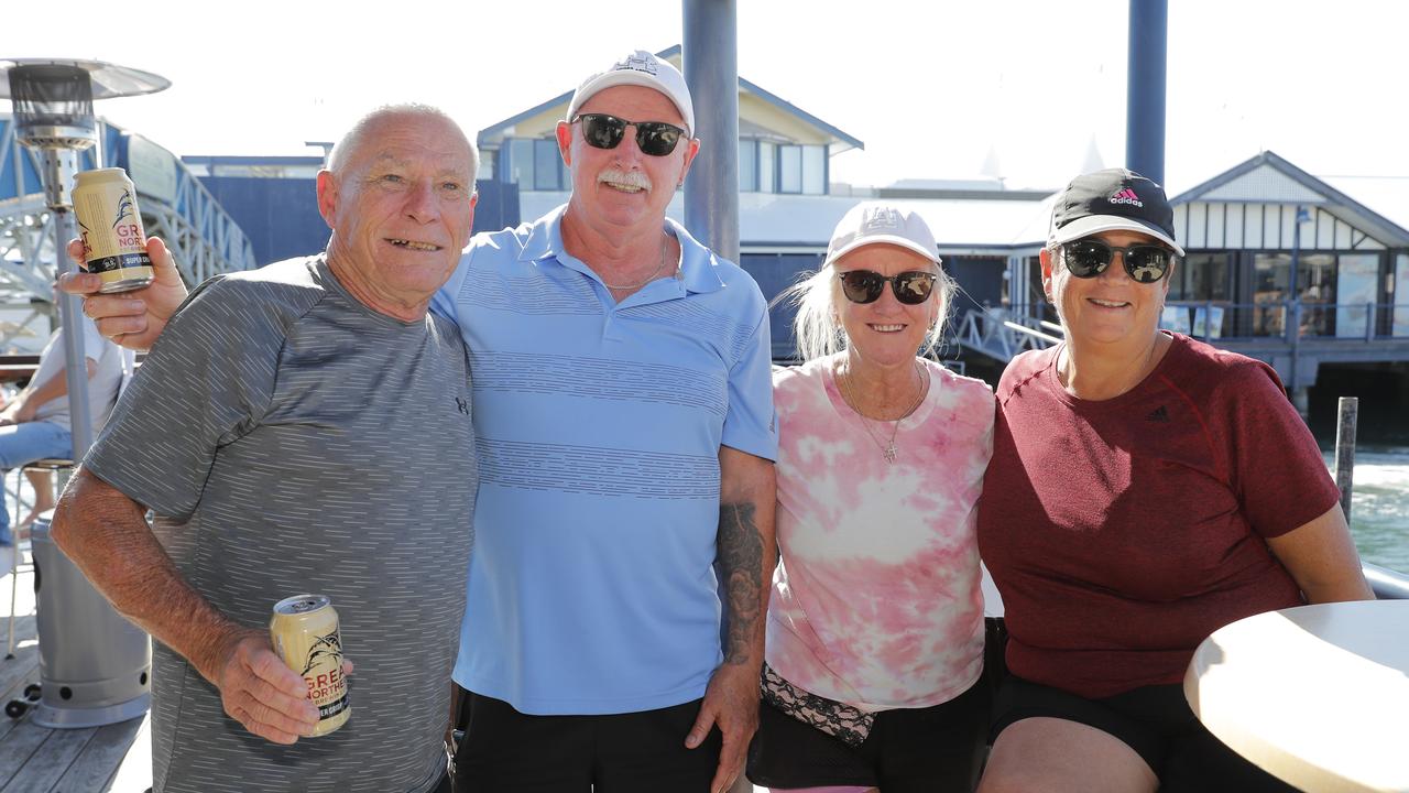 <p>Tony Stevens, Dennis Williams, Michelle Stevens and Debbie Williams at the Fishermans Wharf, which is closing down today, Sunday, June 25, 2028. Photo: Regi Varghese</p>