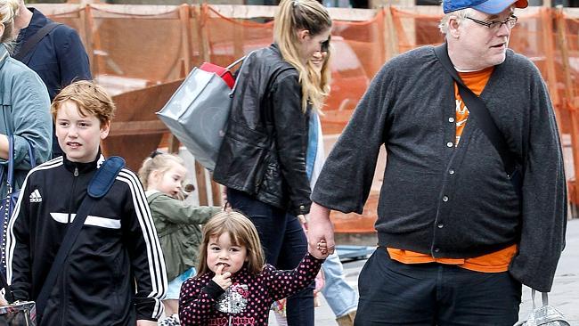 Philip Seymour Hoffman spends a day out with his kids Cooper and Willa in New York. 