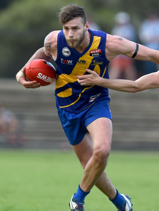 Dylan Gamble in action for PHOS Camden in the Adelaide Footy League in 2015. Picture: Sam Wundke