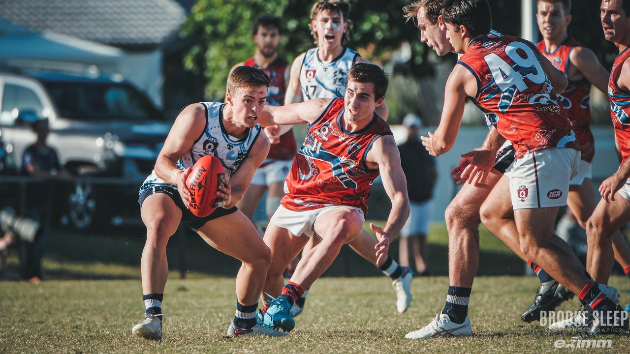 Broadbeach Cats player Tom Reeves in action. Picture: Brooke Sleep Media