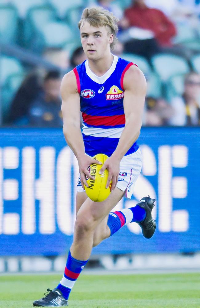 Ryley Sanders had 30 disposals on Saturday night. Picture: Simon Sturzaker/Getty Images