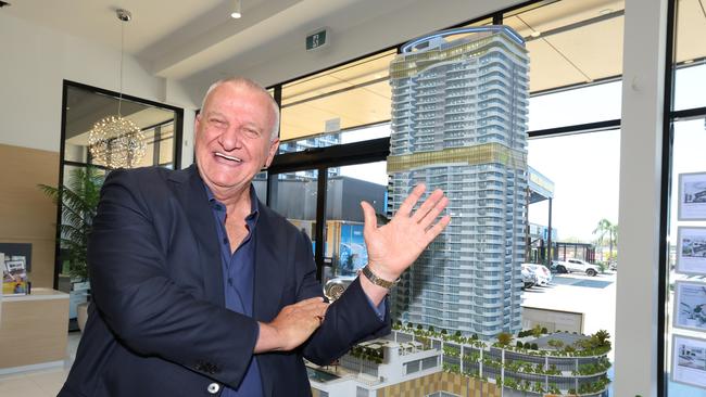 Developer Robert Badalotti with a model of his Monarch Place project which has done $140m of sales. Picture Glenn Hampson