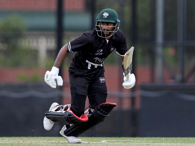 Akshay Kodoth scoring runs for Camberwell Magpies. He’s joined Frankston Peninsula. Picture: Andy Brownbill