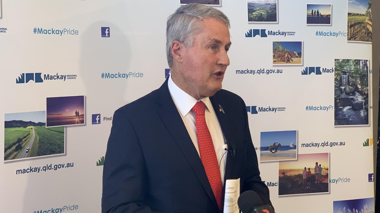 Mackay Mayor Greg Williamson speaking about the need for more housing diversity after the council meeting on February 9. Picture: Duncan Evans