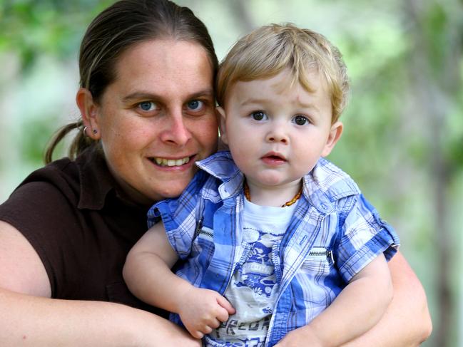 Brock, aged one, with mum Rebecca.