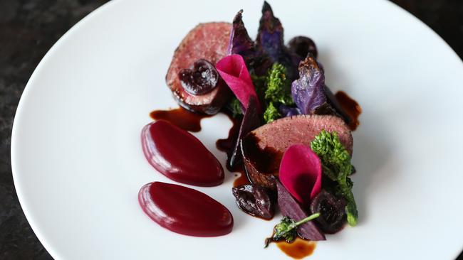 Venison and Bottled Cherries at Dinner by Heston. Picture: Rebecca Michael