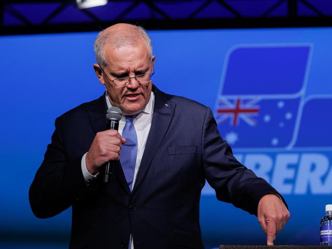 Scott Morrison has vowed to forge ahead with contentious religious discrimination laws if the Coalition is re-elected to government. Picture: Jason Edwards