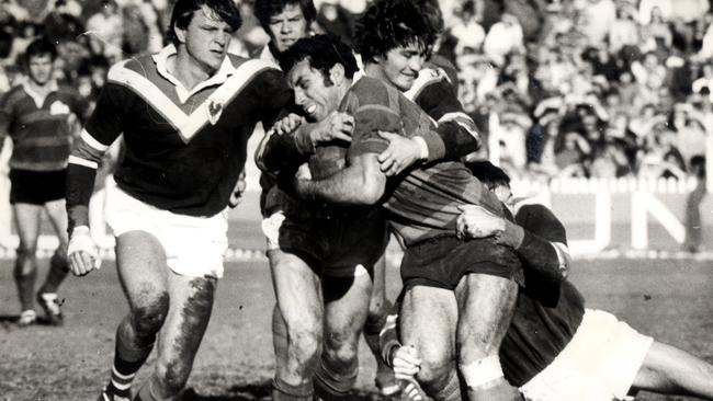 John Sattler with the ball for Souths in 1972.