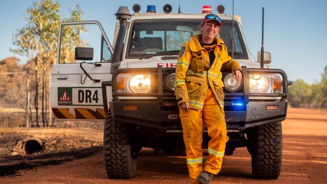 Darwin's rural areas have seen a series of bushfires during the NT's worst fire rating days of the past two years. More extreme fire days are expected later in the week. Darwin River volunteer bushfire brigade captain Karen Percival. Picture: Che Chorley