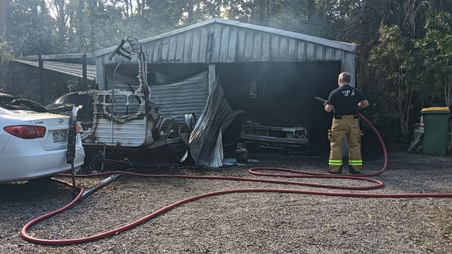 Landsborough shed fire. Picture – contributed.