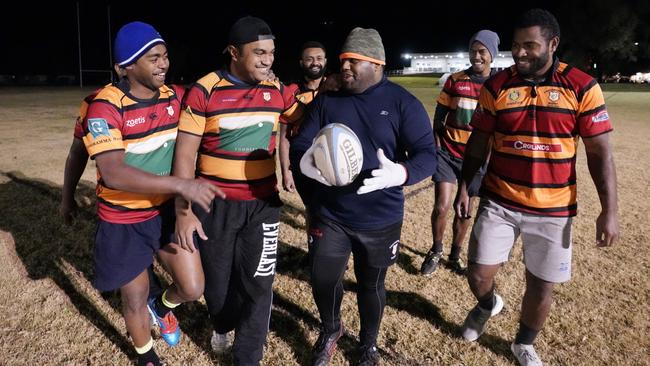 The Cootamundra community has welcomed Fijian workers in recent years in a boost for the Bulldogs (pictured from L-R are Kemueli Roko, Nemani Lui, Ilai Taka and Inia Mate). Picture: Brad Newman