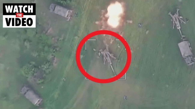 Satellite video captures Russia attacking howitzers with suicide drones