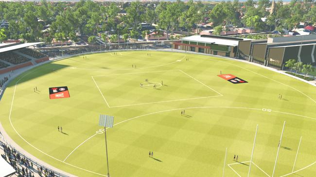 Artist impressions of Port Adelaide's redeveloped Alberton headquarters, where te AFLW team would play its home games. Pictures: Supplied