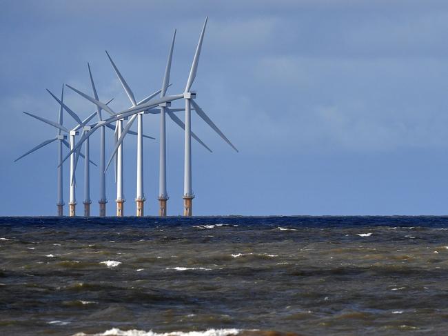 Wind turbines off the coast of northwest England. Picture: AFP