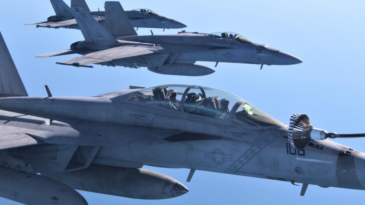 US fighter jets refuel from a Royal Australian Air Force KC-30A during exercise Talisman Sabre 2023. Picture: Jason Walls