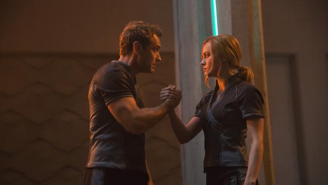 Jude Law and Brie Larson. Picture: Film Frame/©Marvel Studios 2019