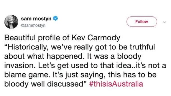 A now-deleted tweet on Twitter in 2020 by Sam Mostyn.