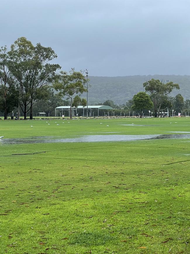 Flash flooding has impacted Adcock Park and its internal roadway.