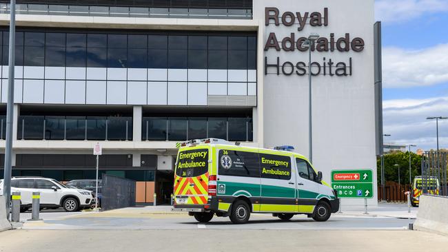 Ambulances at the Royal Adelaide Hospital RAH. Picture: NCA NewsWire/Brenton Edwards