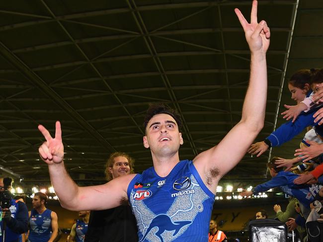 Paul Ahern leaves the field after playing in his first win. Picture: Getty Images