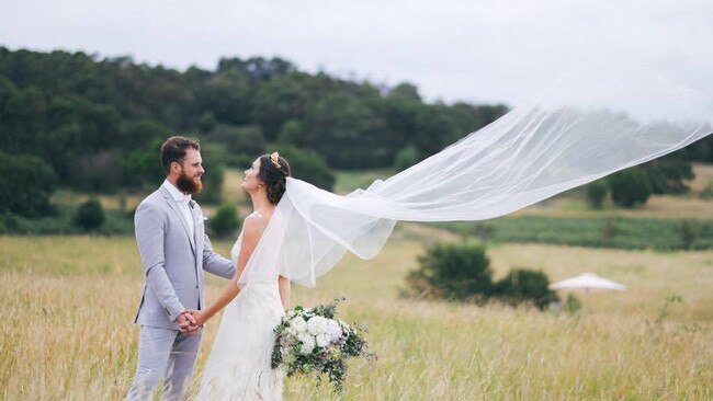 Sophie and Dom Geisser, pictured on their wedding day. Picture: Facebook