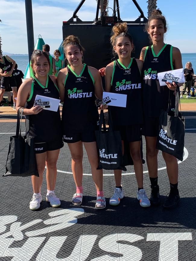 Leah Seden, Tyla Cubillo, Ieasha Friel and April Rummery Lamb were outstanding in the NT girls’ victory at the 2019 NBL 3x3 Hustle in Geelong