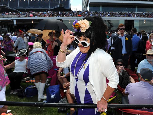 Liv strikes a pose at the 2014 Melbourne Cup. Picture: Jason Sammon