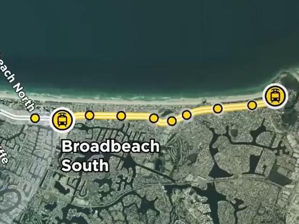 Gold Coast Light Rail Stage 3A artist impressions and stations between Broadbeach and Burleigh Heads