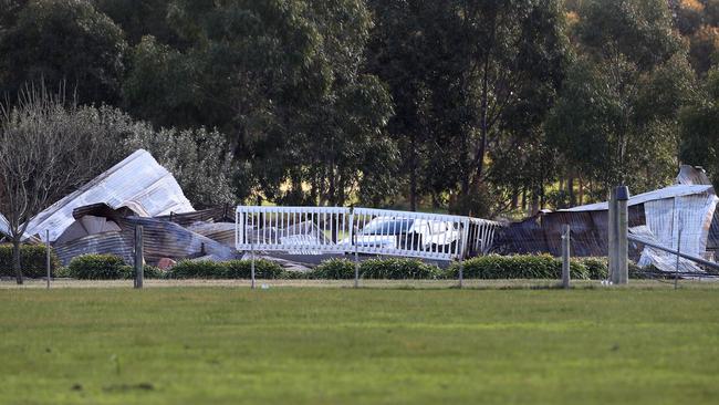 The scene of the destructive blaze in Swan Bay. Picture: Glenn Ferguson