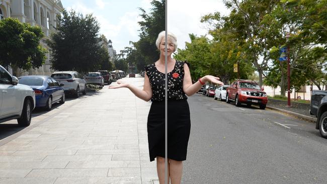 Before and after of former Mayor Margaret Strelow on Quay Street.