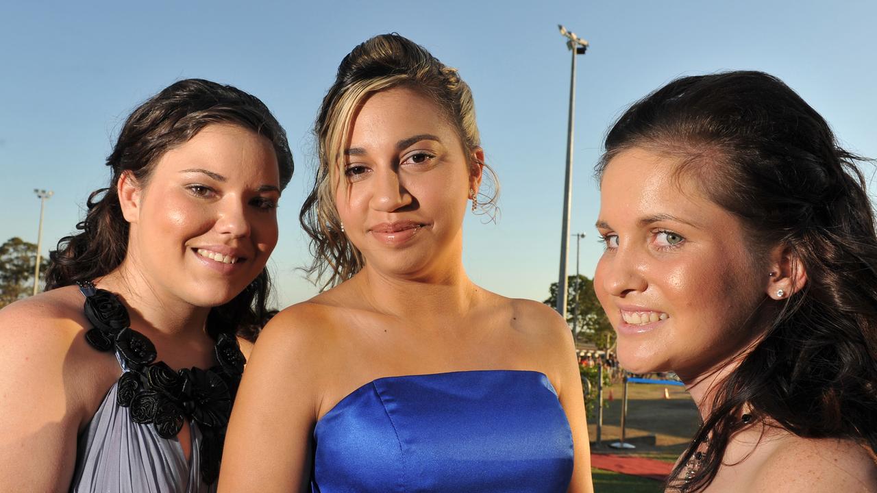 Ryland-Jane Fruscalzo, Courtenay Thompson and Alexandra Beljon at the Bundaberg High School Prom. Photo: Scottie Simmonds/NewsMail