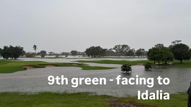 Townsville Golf Club: Floodwater covering the fairways during the 2025 deluge.