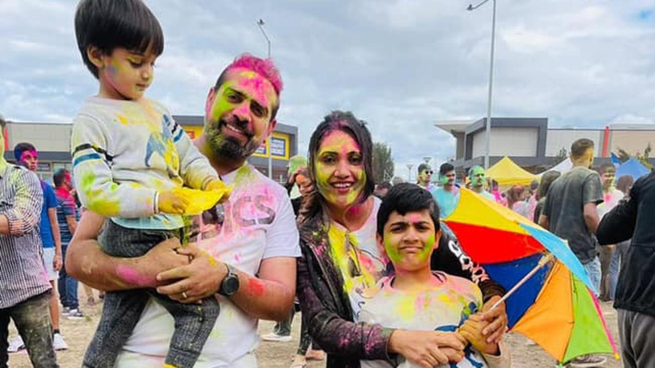 Vivek Bhatia (left) and his 11-year-old son Vihaan were killed when a car drove through a beer garden at the Daylesford Royal Hotel. His wife Ruchi Bhatia (right) and six-year-old son were injured but survived. Picture: Supplied