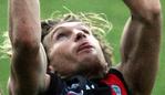 James Hird takes a mark in the last quarter. 2005 Anzac Day match. Essendon v Collingwood. MCG.