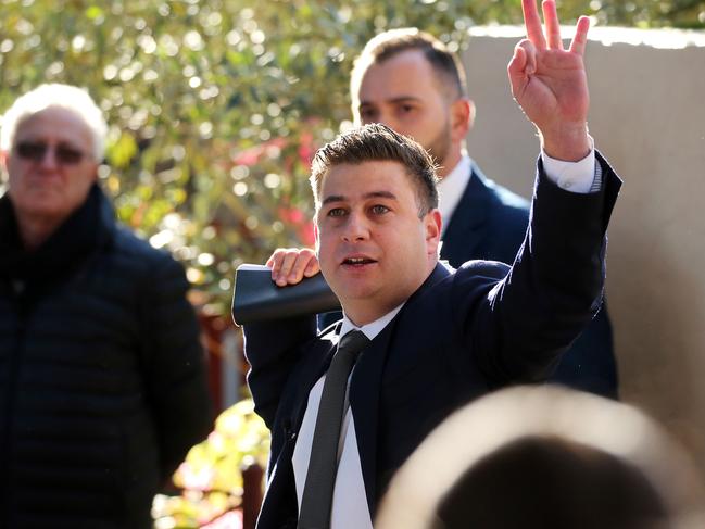 SUNDAY TELEGRAPH - Pictured is Auctioneer Emanuel Comino during an Auction at 3/14 Harney St, Marrickville today. Picture: Tim Hunter.