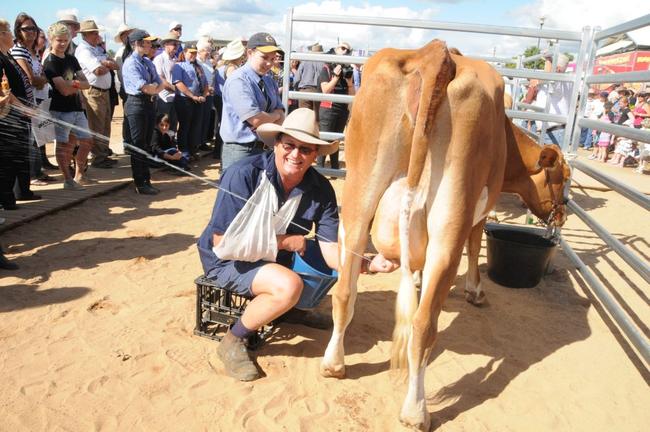 John Cochrane in the celebrity milk. Picture: Renee Pilcher