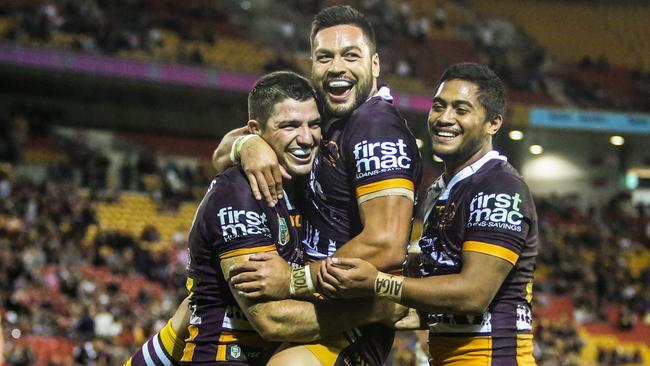 Matt Gillett (left) with Alex Glenn and Anthony Milford. Picture: AAP Image/Glenn Hunt