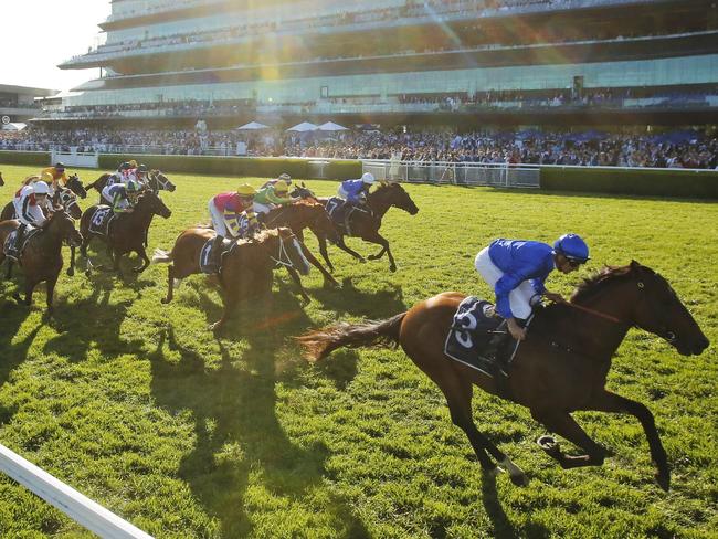SYDNEY, AUSTRALIA - OCTOBER 15: Nash Rawiller on Vilana wins wins race 8 the Silver Eagle during Everest Day at Royal Randwick Racecourse on October 15, 2022 in Sydney, Australia. (Photo by Mark Evans/Getty Images)