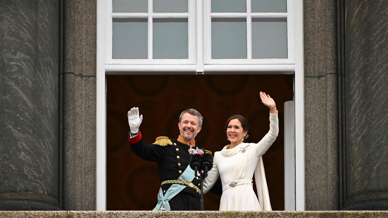 King Frederik X of Denmark and Queen Mary of Denmark greet from the balcony of Christiansborg Palace in Copenhagen, Denmark. Picture: AFP