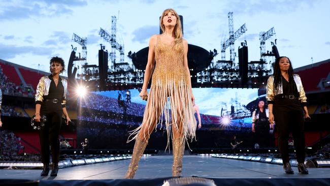 Taylor Swift onstage in Kansas City, Missouri. Picture: Getty Images.