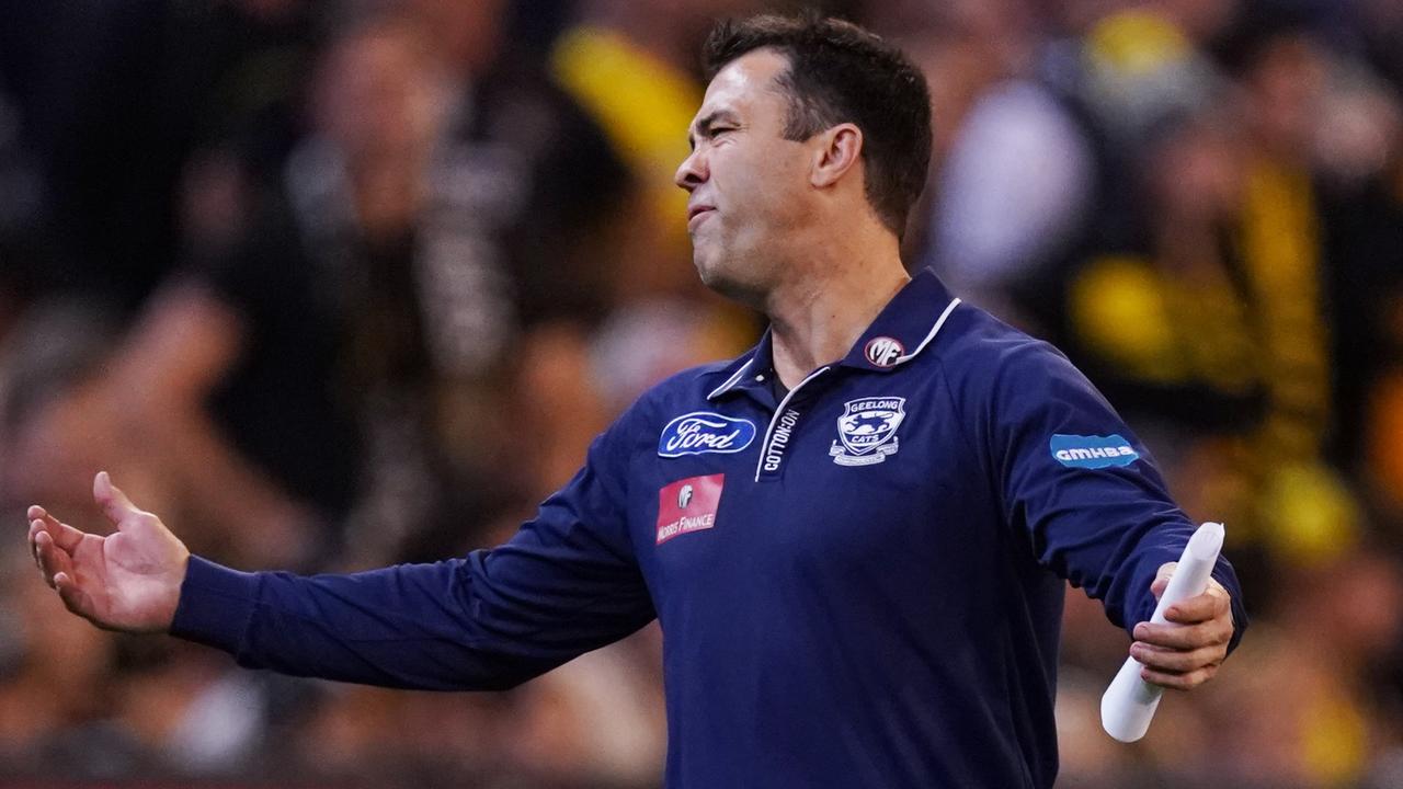 Geelong coach Chris Scott reacts during his side’s Preliminary Final loss to Richmond. (AAP Image/Michael Dodge