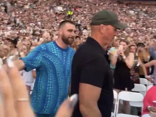 Travis Kelce was spotted by excited fans at Taylor Swift’s first Sydney show during her recent Eras tour. Picture: X