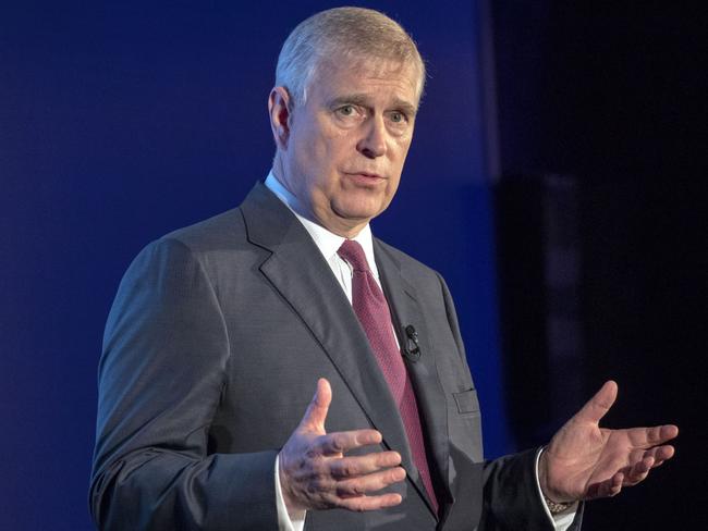 Prince Andrew speaks at an event for his business venture Pitch@Palace. He has since stepped down from his Pitch duties. Picture: Getty Images