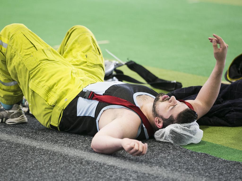 Steven Chiara takes a little break. Picture: Dylan Robinson